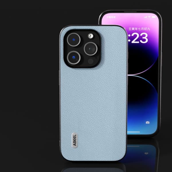 ABEEL Mobilskal till iPhone 13 Pro Äkta Läder Ultra Tunn Äkta Läder - Blå