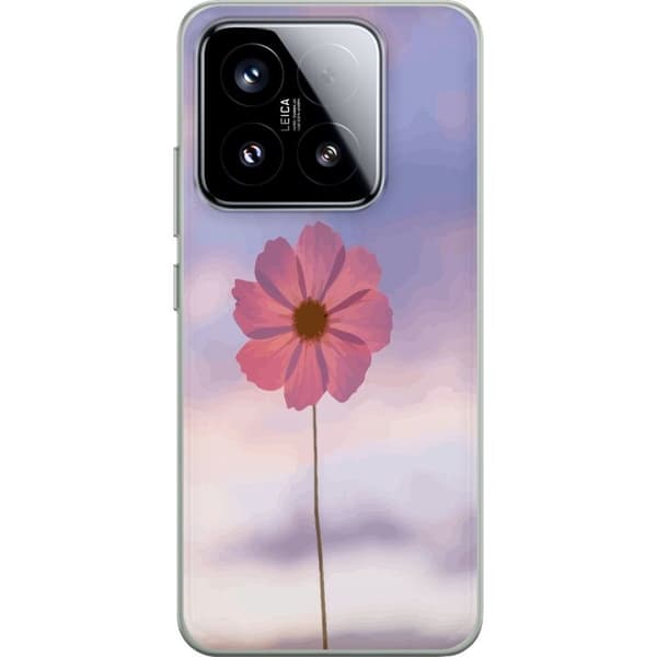 Telefontaske til Xiaomi 15 med lyserød blomst