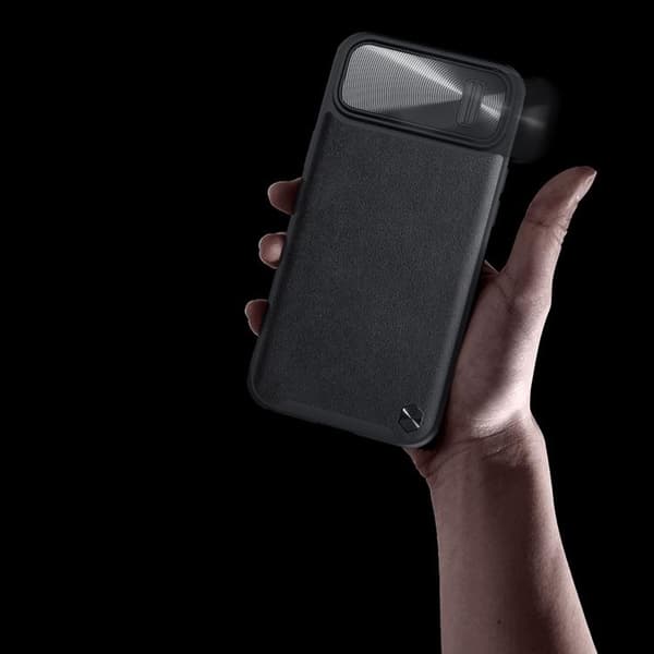 Nillkin iPhone 14 Pro Max -kotelo CamShield Läder S - Musta Black
