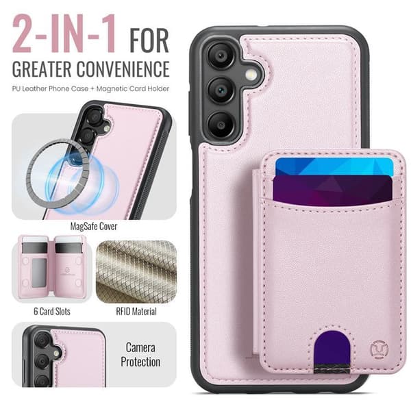 JEEHOOD Samsung Galaxy A15 5G Mobilskal KonstLäder - Rosa Rosa