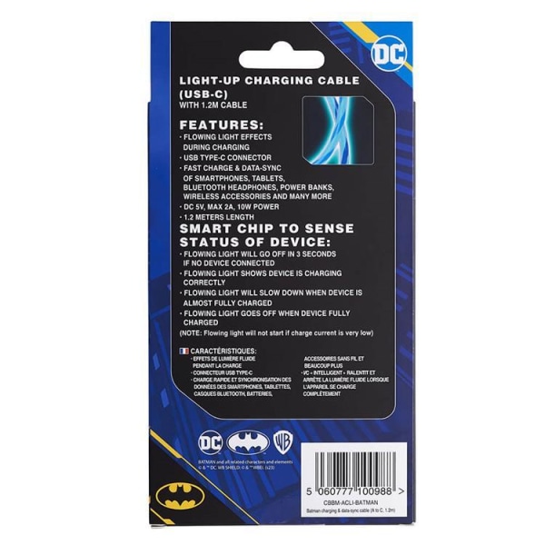 Batman USB A Till Lightning Kablar (1.2m) Bat Logo