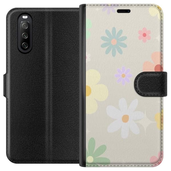 Plånboksfodral till Sony Xperia 10 III med fejdande blommor