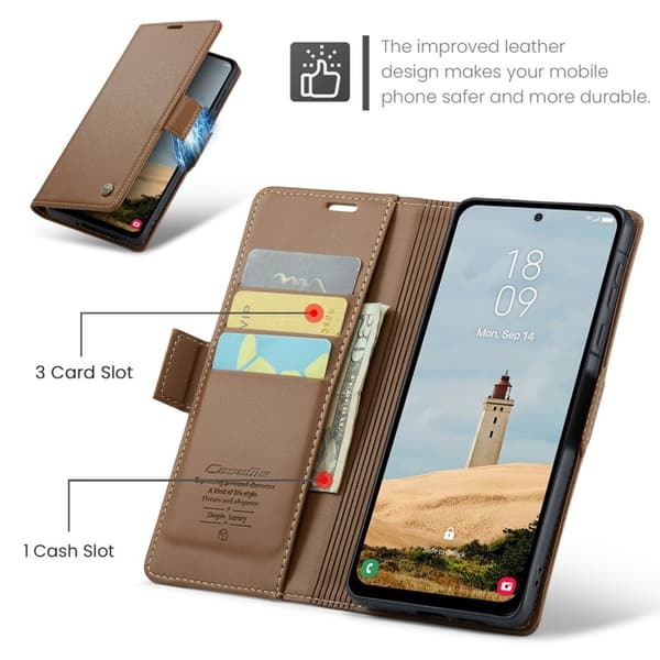 CASEME Plånboksfodral Konstläder för Samsung Galaxy A56 5G - Brun