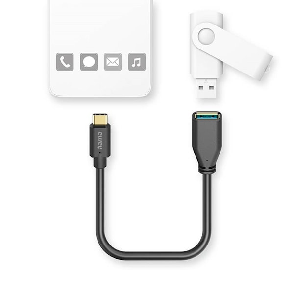 HAMA USB OTG -sovitin USB-C:stä USB-A:han - Musta Black