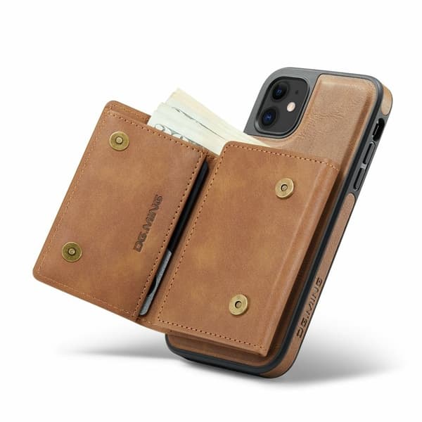 DG.MING M6 Series Mobilskal till iPhone 11 Magnetiskt Plånboksfodral Brun
