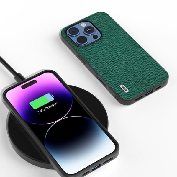ABEEL Mobilskal till iPhone 16 Pro Äkta Läder Hybrid Grön