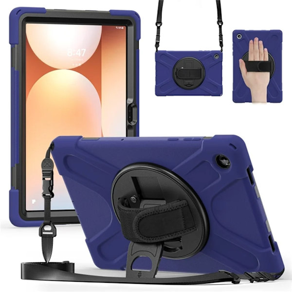 Mobilskal till Galaxy Tab A11 Plus Kickstand Silikon Axelrem Blå