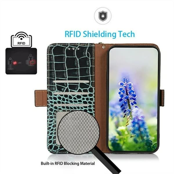Sony Xperia 1 VII Äkta Läder Plånboksfodral Crocodile Texture - Grön