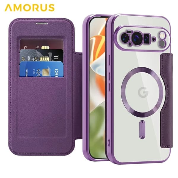 AMORUS Google Pixel 10 Pro XL Plånboksfodral Magsafe RFID-Skydd - Lila Lila