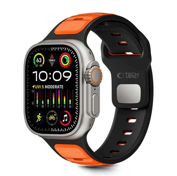Tech-Protect Apple Watch (44/45/46/49mm) Armbånd Ikon - Sort/Orange Svart
