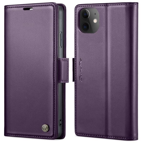 CASEME Plånboksfodral Konstläder till iPhone 11 RFID-Skydd Lila