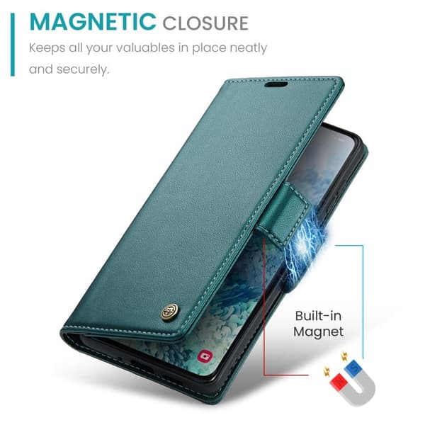 CASEME Plånboksfodral Konstläder för Samsung Galaxy S20 Plus - Grön