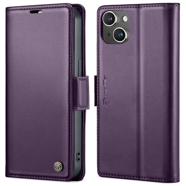 CASEME Plånboksfodral Konstläder iPhone 13 RFID-Skydd Lila