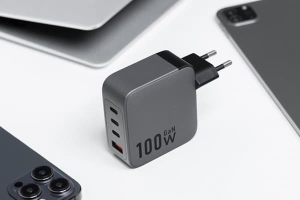 Forcell F-Energy GaN Vægoplader 100W 3xUSB-C 1xUSB-A - Grå Grå