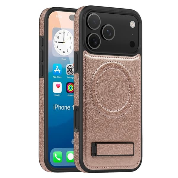 Mobilskal till iPhone 17 Pro Max MagSafe Kickstand Läder - Roséguld Roséguld