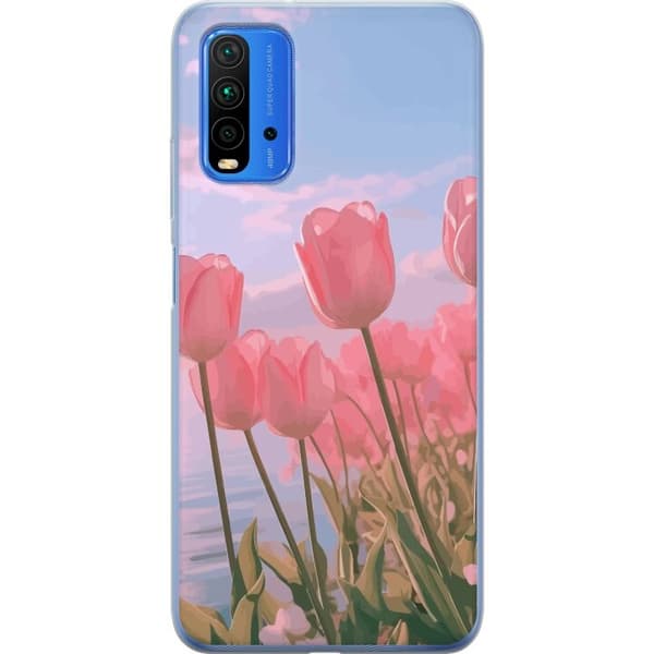 Mobilskal till Xiaomi Redmi 9T med Rosa Tulpaner
