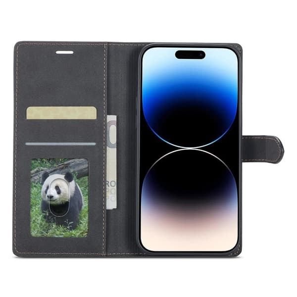 FORWENW F1 Series iPhone 14 Pro Max Plånboksfodral Konstläder - Svart