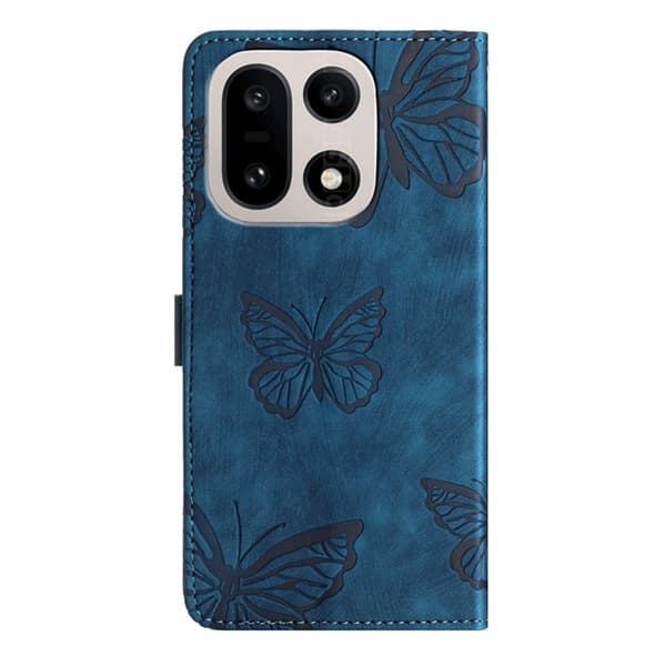 OnePlus 15 5G Konstläder Plånboksfodral Butterfly Skin-Touch Blå