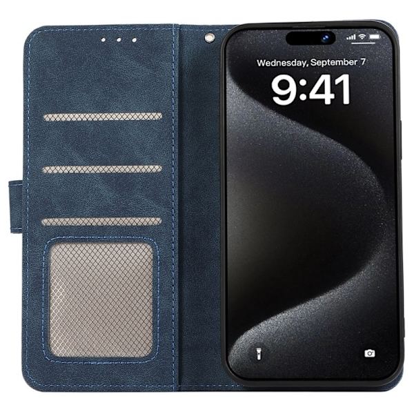 ABEEL iPhone 15 Pro Max Plånboksfodral Konstläder RFID Blockering Blå
