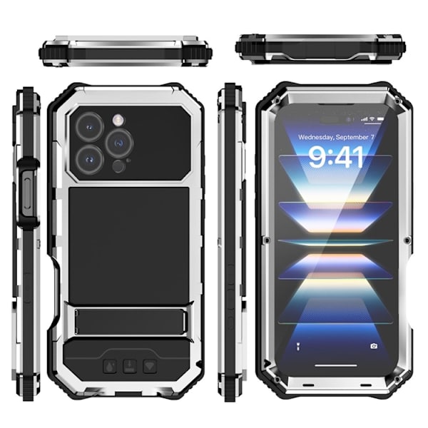 R-JUST Mobilskal till iPhone 16 Pro Max med Härdat Glas - Silver Silver