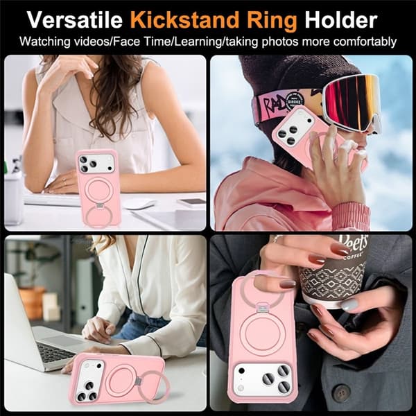 Mobilskal till iPhone 17 Pro MagSafe TPU+PC Kickstand - Rosa Rosa