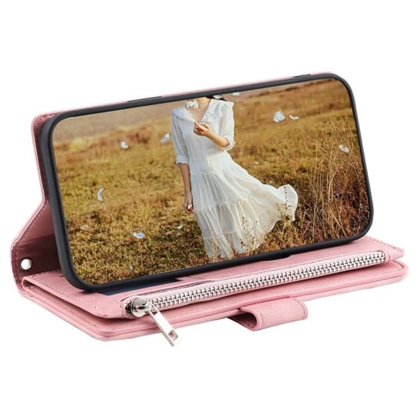 iPhone 14 Pro Max Plånboksfodral Rhombus - Rosa Rosa
