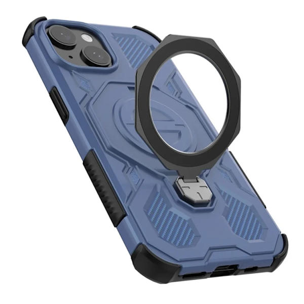 Mobilskal till iPhone 15 Plast Shockproof Med Ställ - Blå Blå