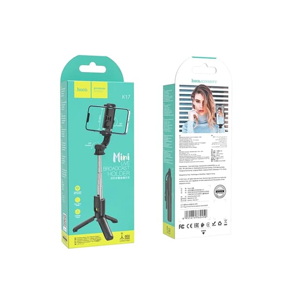 HOCO selfie stick with bluetooth remote control tripod K17 black