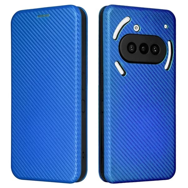 Nothing Phone (3a) Plånboksfodral Konstläder Carbon Fiber - Blå