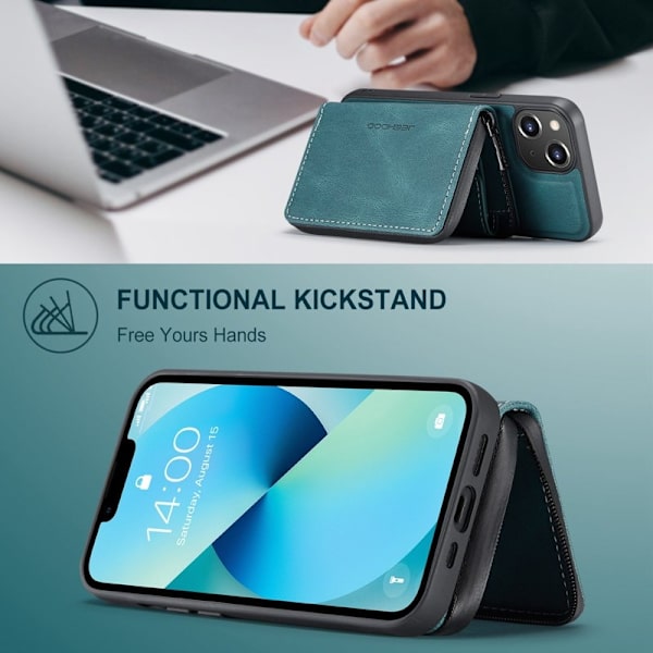 JEEHOOD Mobilskal till iPhone 14 Plus Shockproof KonstLäder Blå