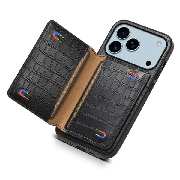 Mobilskal till iPhone 17 Pro Korthållare Crocodile - Svart Svart