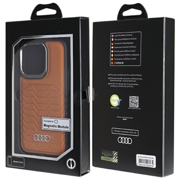 Audi Mobilskal till iPhone 15 Pro Max Magsafe Synthetic Läder - Brun