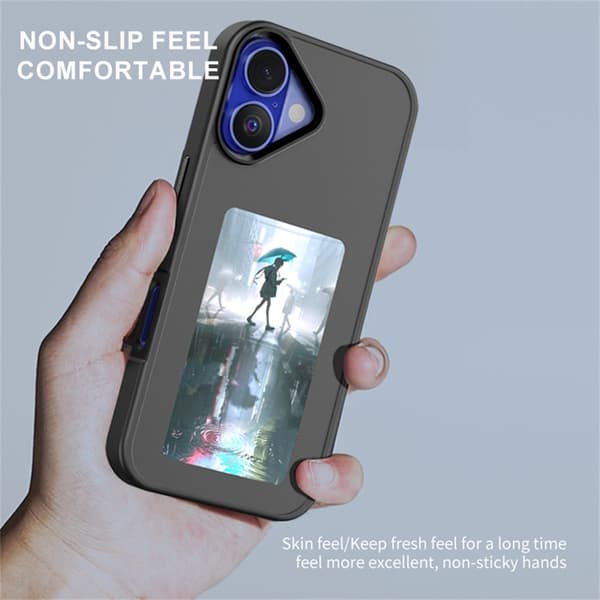 Mobilskal till iPhone 16 NFC DIY Customized HD Smart E-Ink - Svart Svart