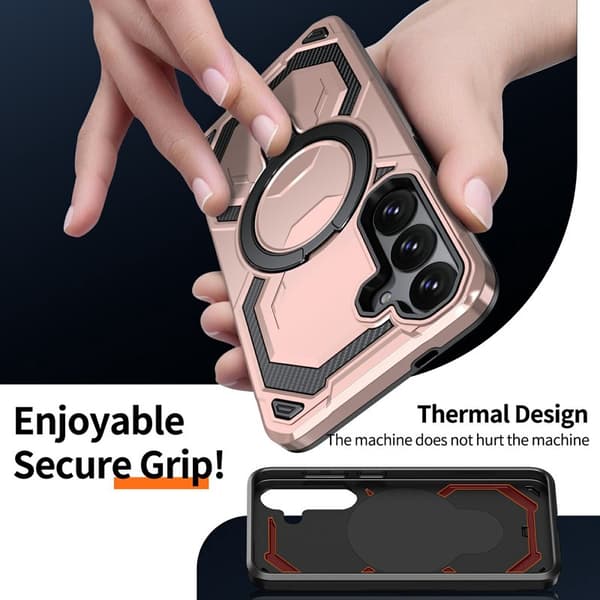 Mobilskal för Samsung Galaxy S26 Magnetiskt Ring Kickstand PC + TPU - Roséguld
