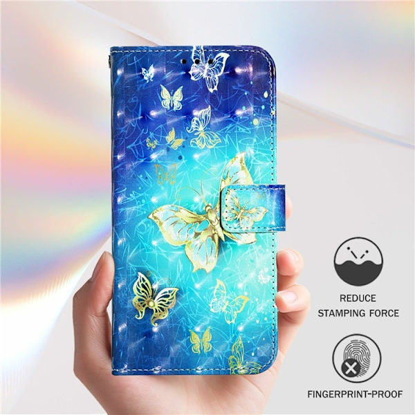 iPhone 16 Pro Max Plånboksfodral Printing Pattern Med Rem Blå