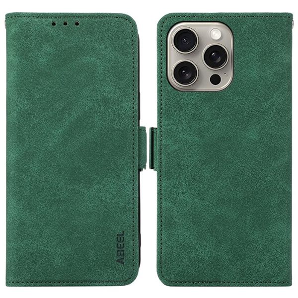 ABEEL iPhone 12 Pro Plånboksfodral Konstläder RFID-Skydd Grön