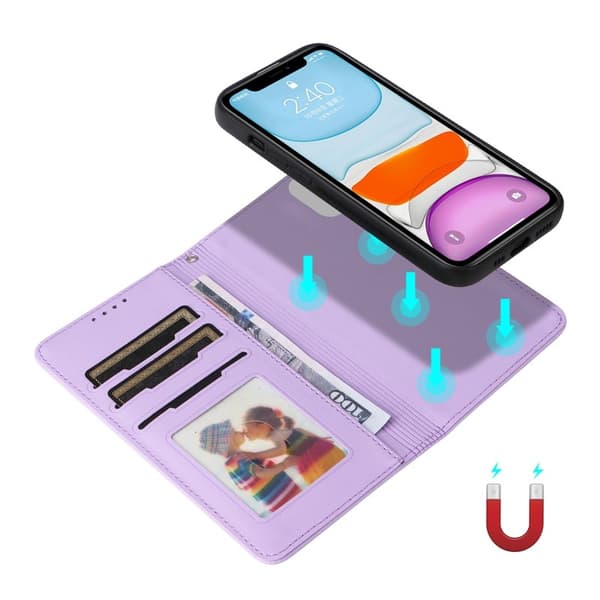 BETOPNICE iPhone 11 Plånboksfodral Magnetiskt Detachable Konstläder - Lila