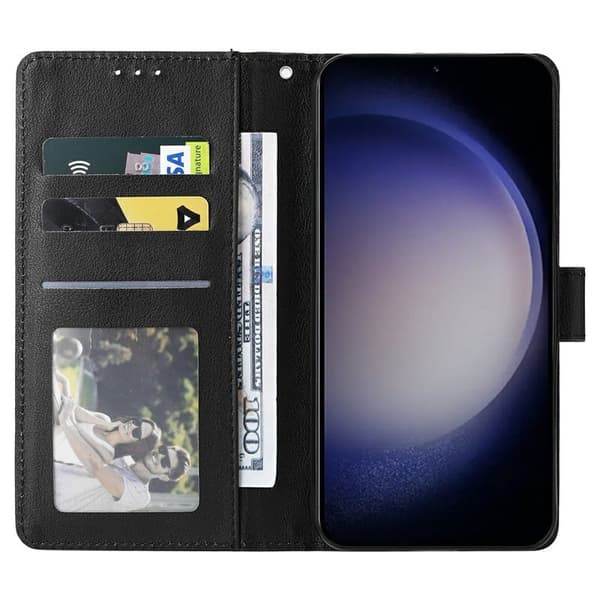 Samsung Galaxy S26 / S26 Pro Plånboksfodral Ställ Konstläder - Svart