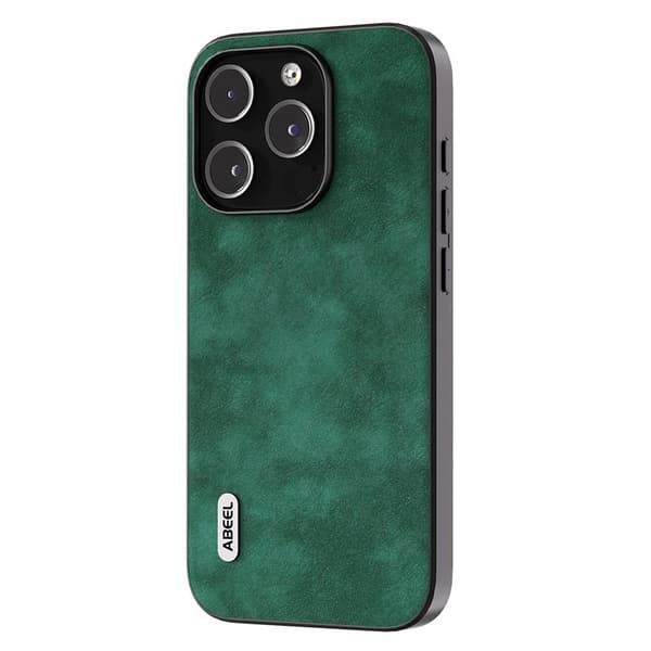 ABEEL Mobilskal till iPhone 15 Pro Texturerad PU Läder Grön