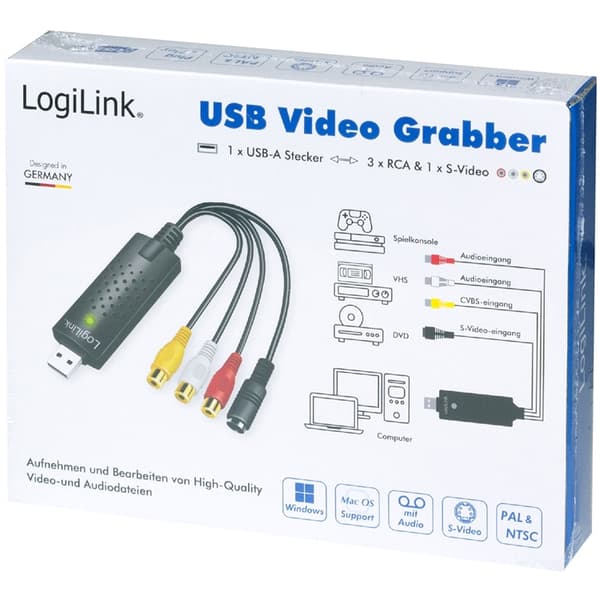 LogiLink USB 2.0 Audio/Video-grabber RCA + SVHS Svart