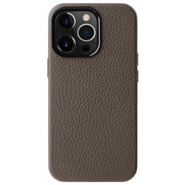 MELKCO Mobilskal till iPhone 15 Pro Max Äkta Läder + PC Magnetisk Grå