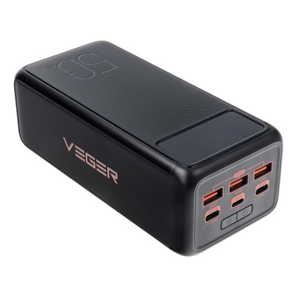 VEGER Powerbank 56000 mAh PD QC 3.0 5A 130W Tank Boost - Svart