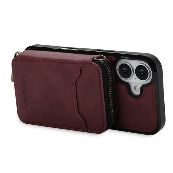 LC.IMEEKE L6 iPhone 17 Plånboksfodral Konstläder - Röd
