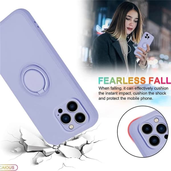 Telefontaske til iPhone 16 Plus Silikone Ring - Lilla Lila