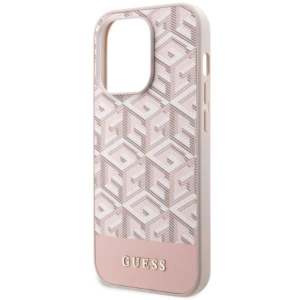 Guess iPhone 14 Pro -puhelimen kuori MagSafe GCube Stripes - Pinkki