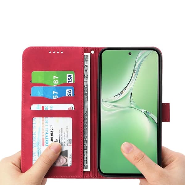 DIERFENG DF-03 för OnePlus 13R 5G Plånboksfodral Konstläder - Röd
