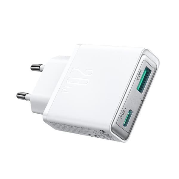 Joyroom Hurtigoplader 20W USB-A - USB-C Super Slim - Hvid Vit