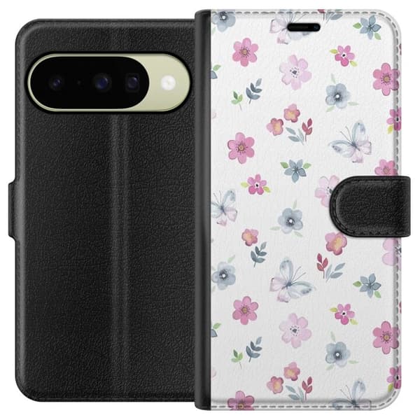 Plånboksfodral till Google Pixel 10 med Blommor och fjärillar