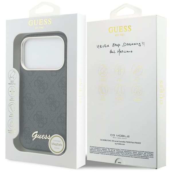 Guess telefontaske til iPhone 17 Pro Max MagSafe 4G Script - Sort Svart