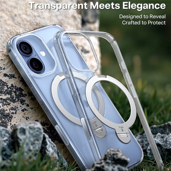 TORRAS Mobilskal till iPhone 17 MagSafe Rotating Kickstand - Clear - Transparent Transparent